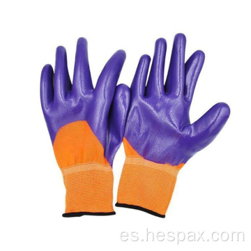 Guantes de trabajo de trabajo nitrilo duradero de Hespax Nylon 3/4